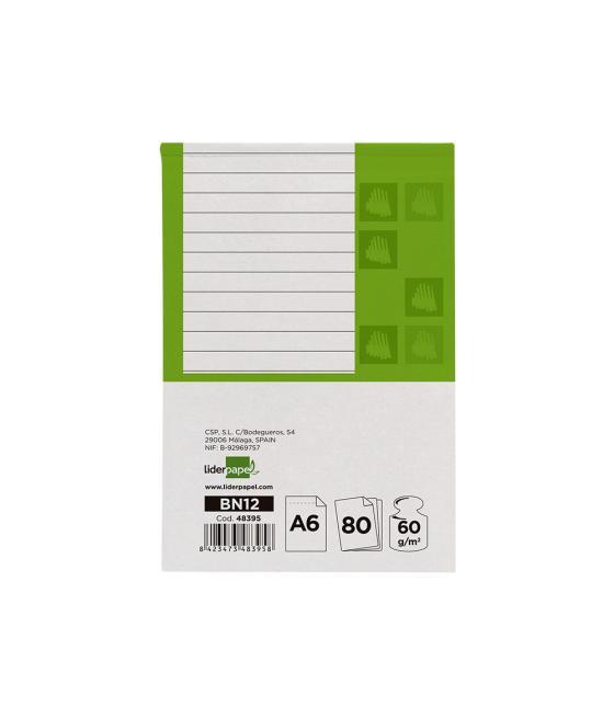 Bloc notas liderpapel horizontal a6 80 hojas 60g/m2 perforado