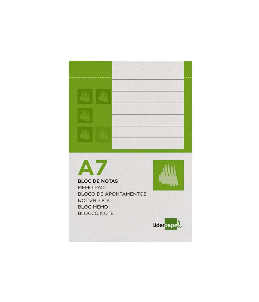 Bloc notas liderpapel horizontal a7 80 hojas 60g/m2 perforado