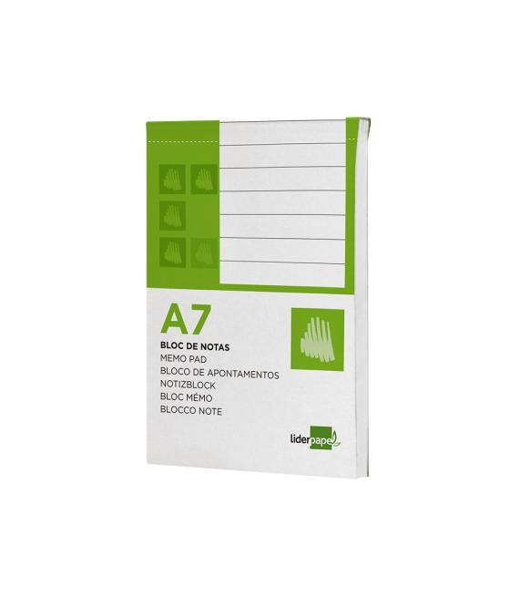 Bloc notas liderpapel horizontal a7 80 hojas 60g/m2 perforado