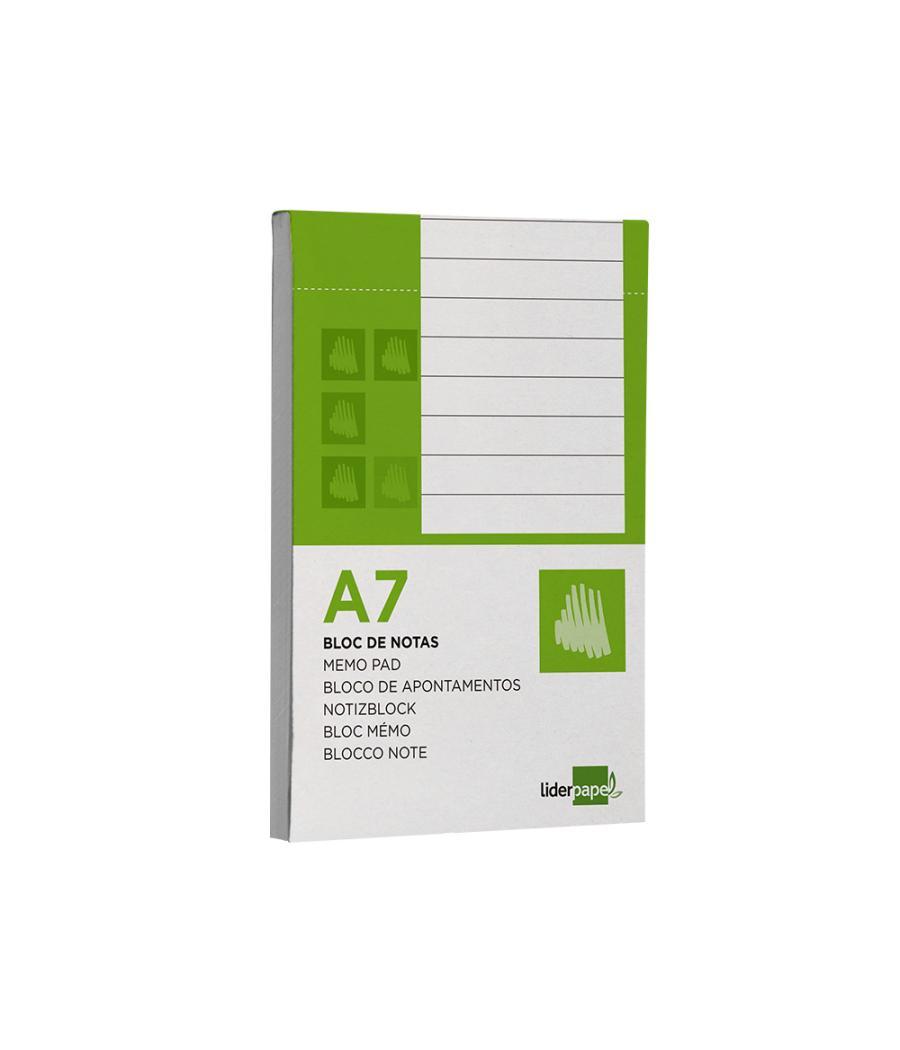 Bloc notas liderpapel horizontal a7 80 hojas 60g/m2 perforado