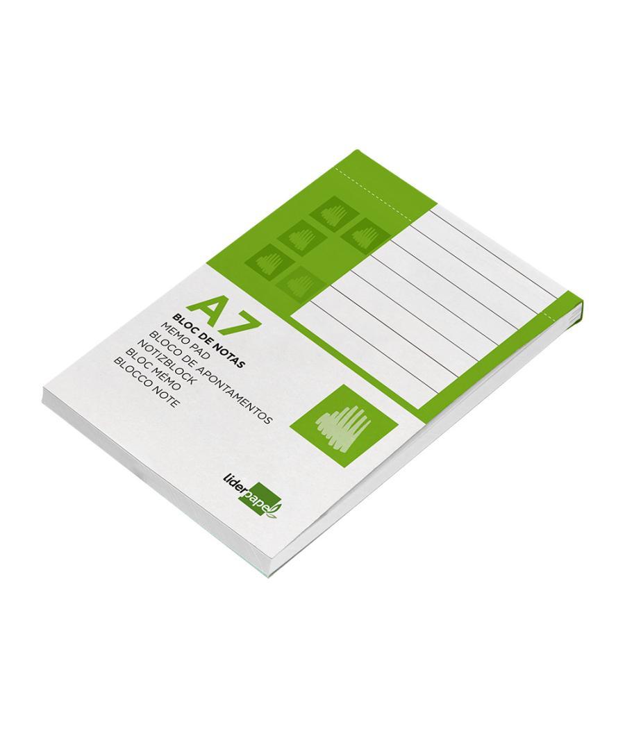 Bloc notas liderpapel horizontal a7 80 hojas 60g/m2 perforado