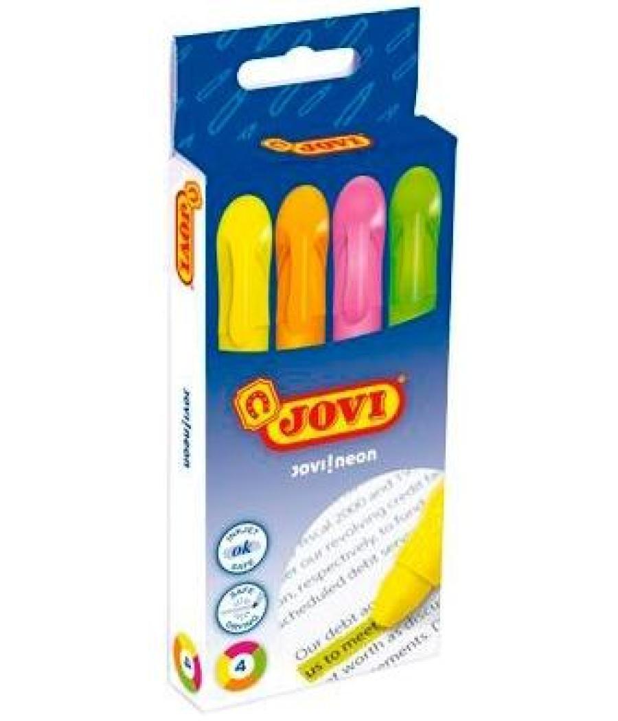 Jovi estuche 4 marcadores fluorescentes jovi!neon de gel en stick 140mm c/surtidos