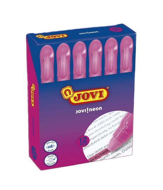 Jovi marcador fluorescente jovi!neon de gel en stick 140mm rosa caja 12 ud