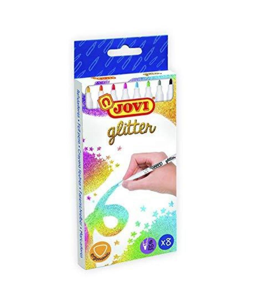 Jovi rotuladores glitter 140mm estuche de 8 c/surtidos brillantes