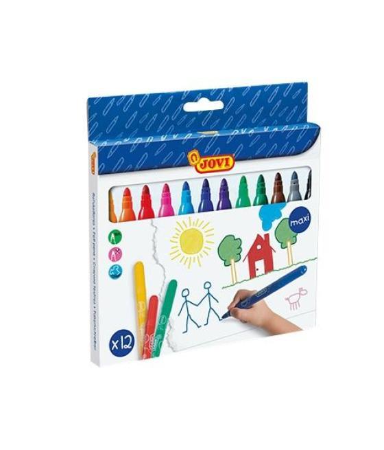 Jovi estuche 12 rotuladores maxi 135mm colores surtidos