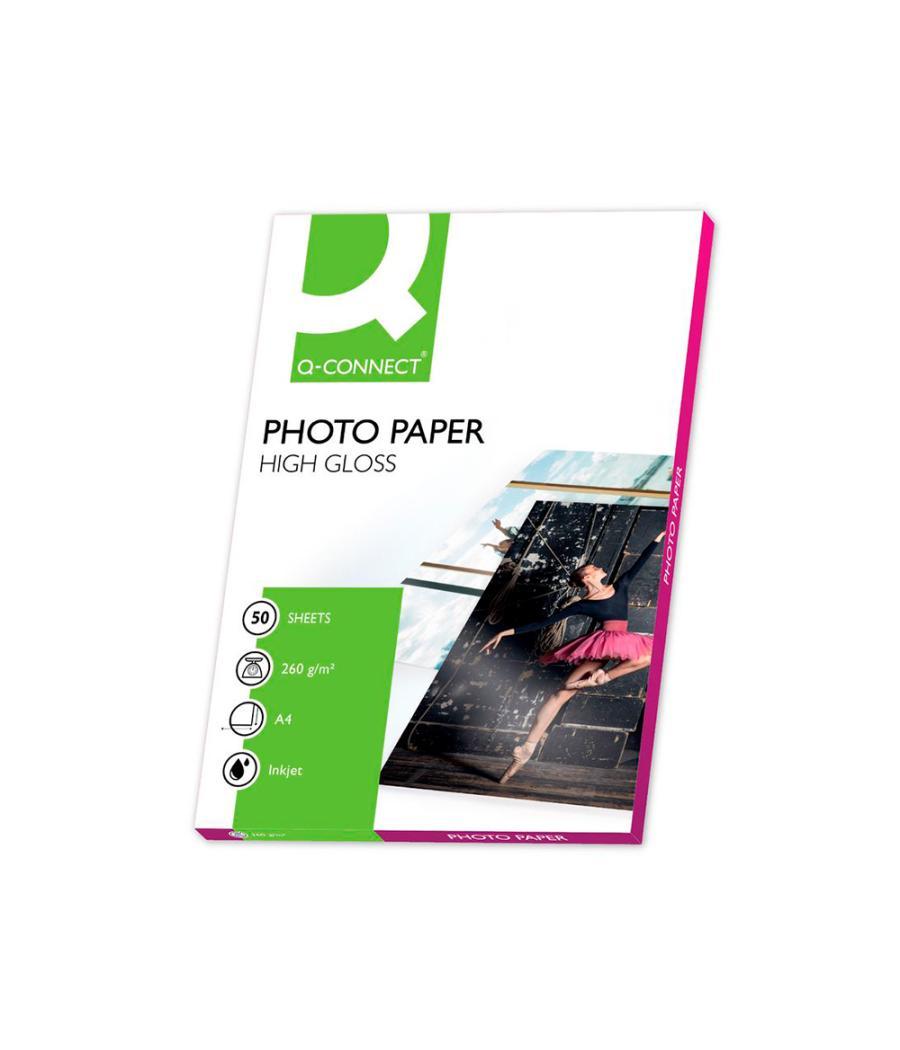 Papel q-connect foto glossy din a4 alta calidad digital photo para ink-jet bolsa de 50 hojas de 260 gr