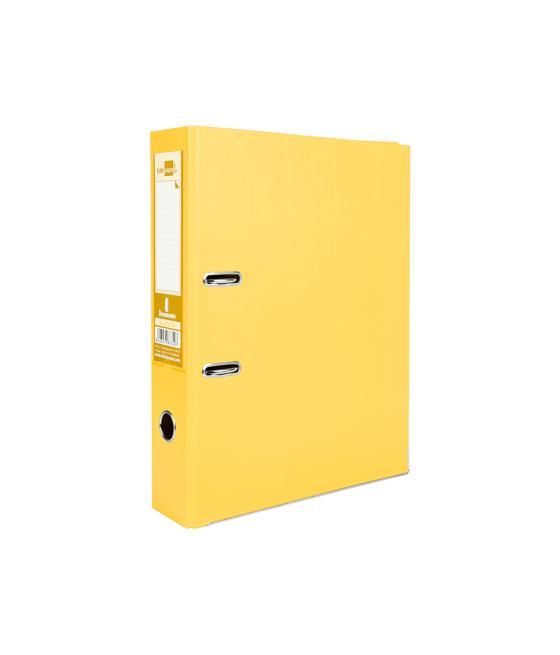 Archivador de palanca liderpapel folio documenta forrado pvc con rado lomo 75mm amarillo compresor metélico