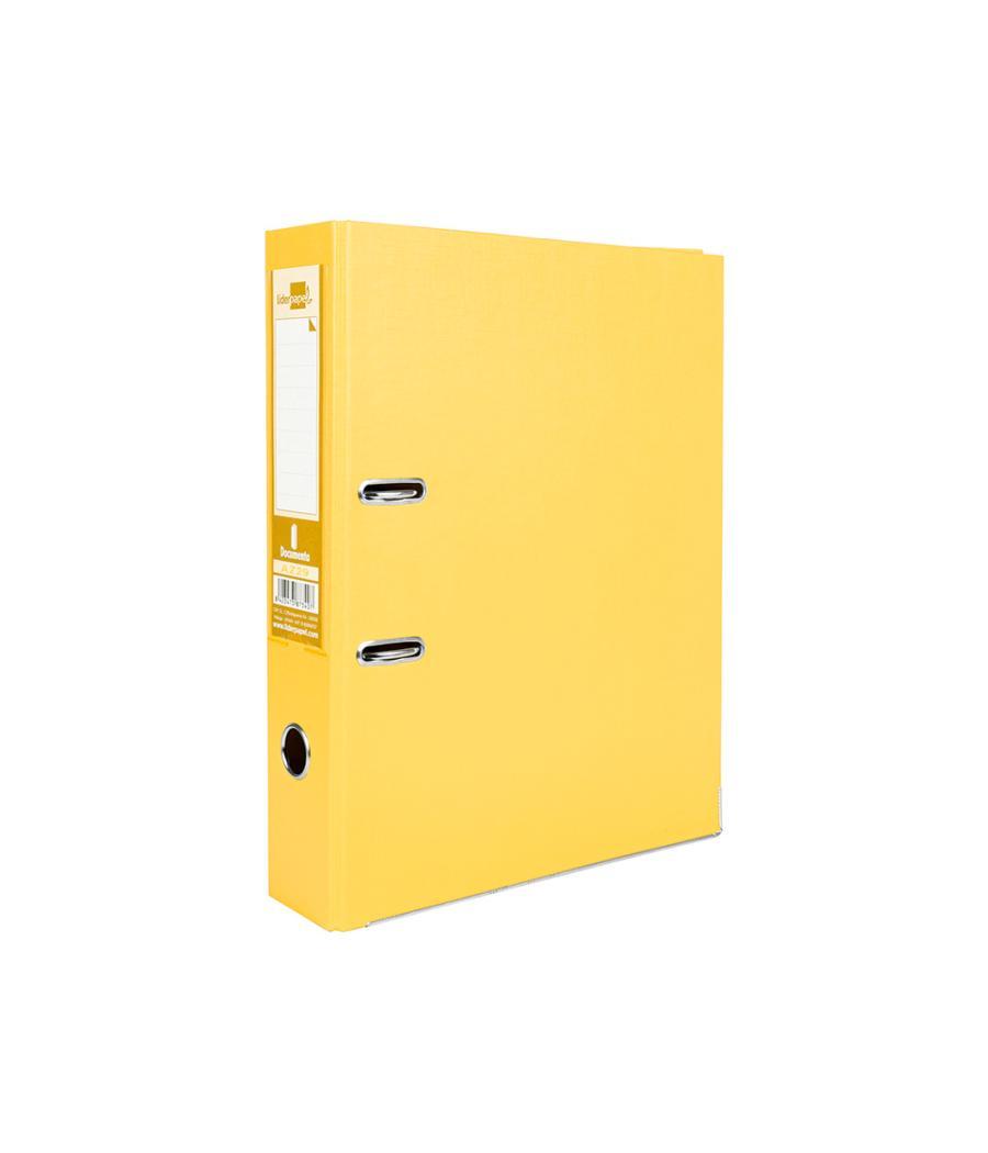 Archivador de palanca liderpapel folio documenta forrado pvc con rado lomo 75mm amarillo compresor metélico