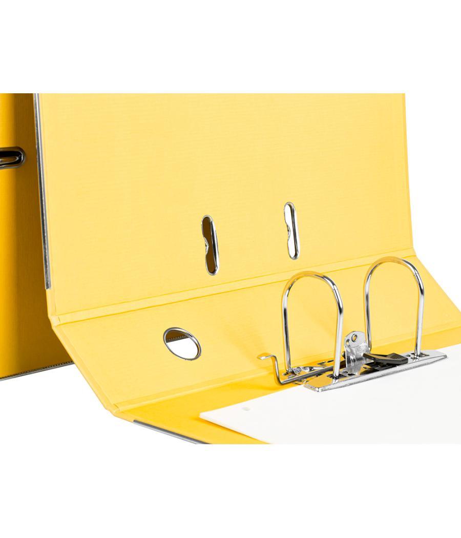 Archivador de palanca liderpapel folio documenta forrado pvc con rado lomo 75mm amarillo compresor metélico