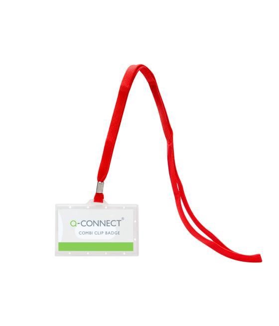 Identificador q-connect kf03303 con cordón plano rojo y apertura lateral 94x60 mm