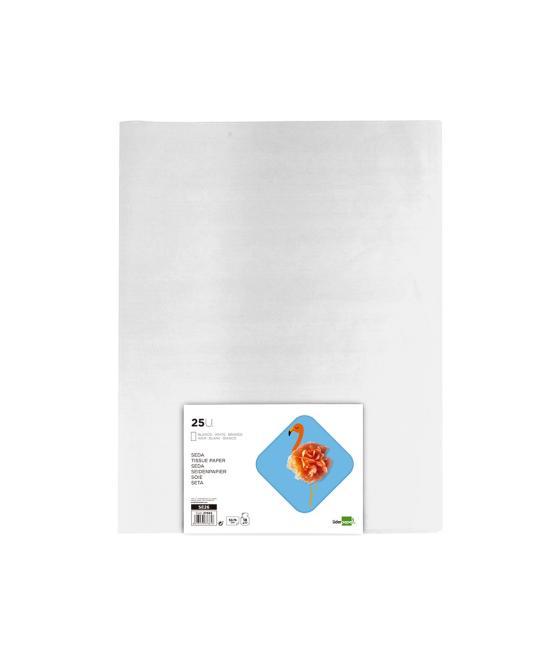 Papel seda liderpapel blanco 52x76 cm 18 gr paquete de 25 hojas