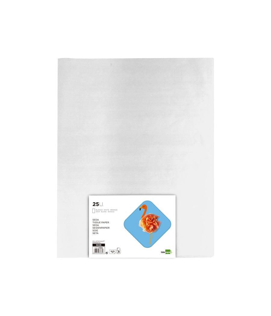 Papel seda liderpapel blanco 52x76 cm 18 gr paquete de 25 hojas