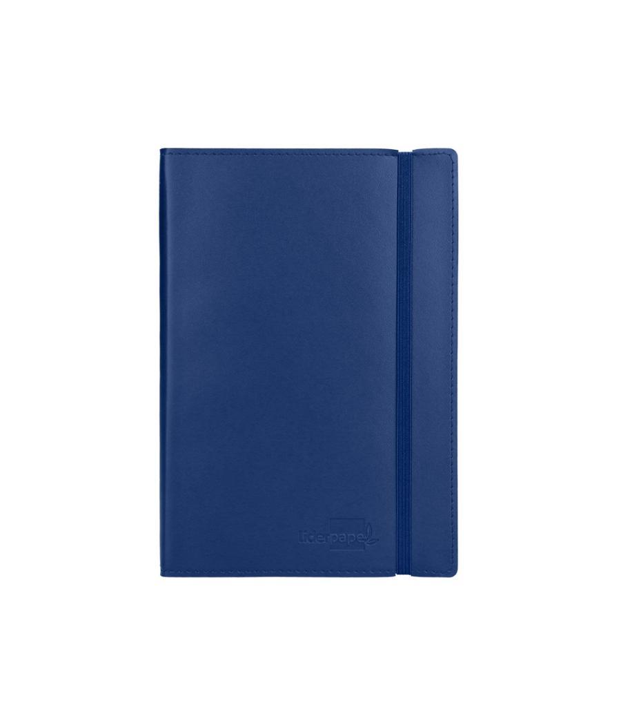 Libreta liderpapel simil piel a5 120 hojas 70g/m2 horizontal sin margen azul