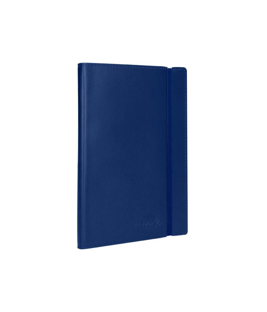 Libreta liderpapel simil piel a5 120 hojas 70g/m2 horizontal sin margen azul