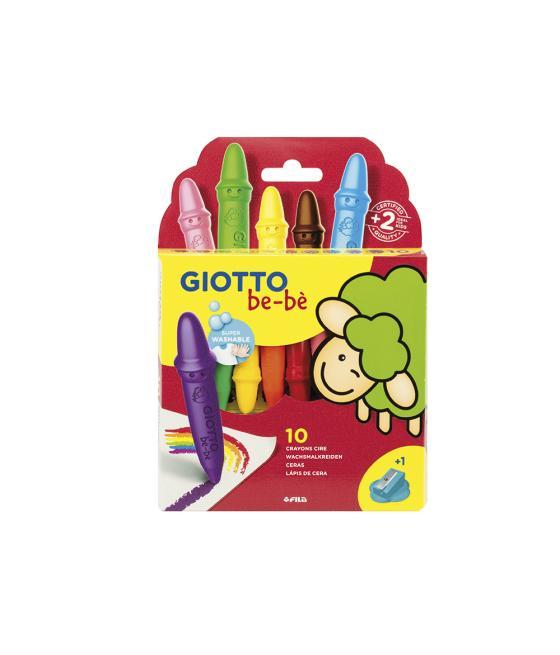 Lápices cera giotto super bebe caja de 10 colores surtidos + sacapuntas