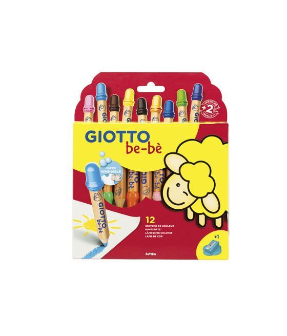 Lápices de colores giotto super bebe caja de 12 lápices colores surtidos + sacapuntas