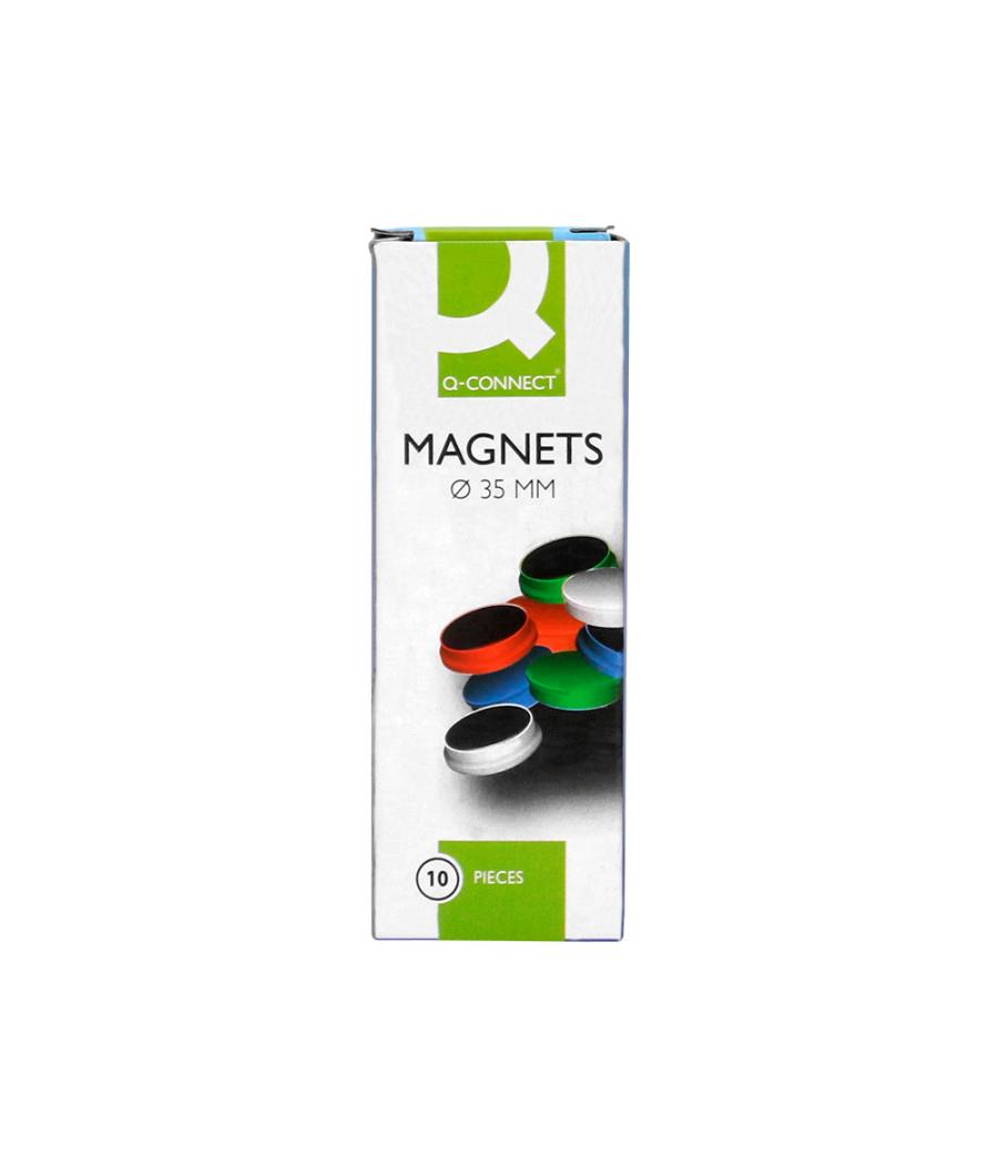 Iman para sujecion q-connect ideal para pizarras magnéticas35 mm colores surtidos caja de 10 unidades