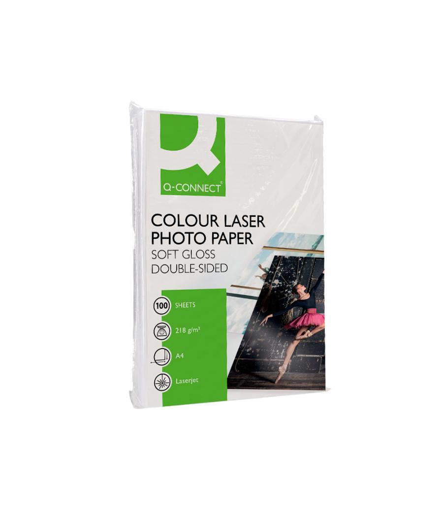 Papel q-connect foto glossy din a4 para fotocopiadoras e impresoras láser paquete de 100 hojas de 218 gr