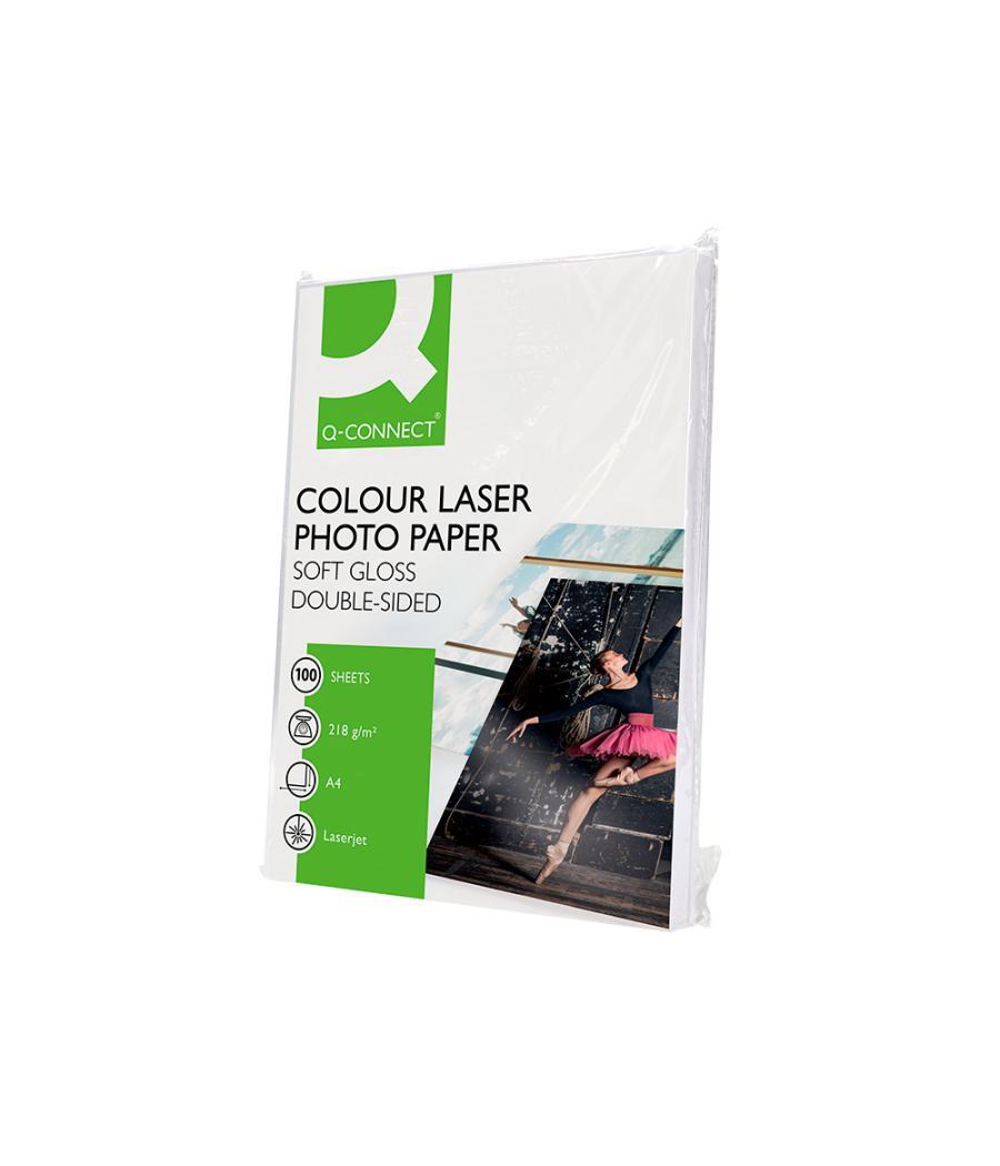 Papel q-connect foto glossy din a4 para fotocopiadoras e impresoras láser paquete de 100 hojas de 218 gr