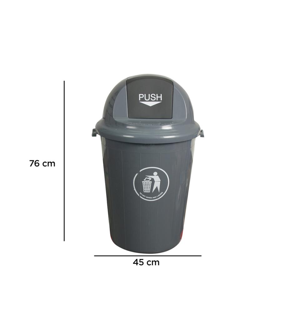 Papelera contenedor q-connect plástico con tapadera 80l color gris 450x760 mm