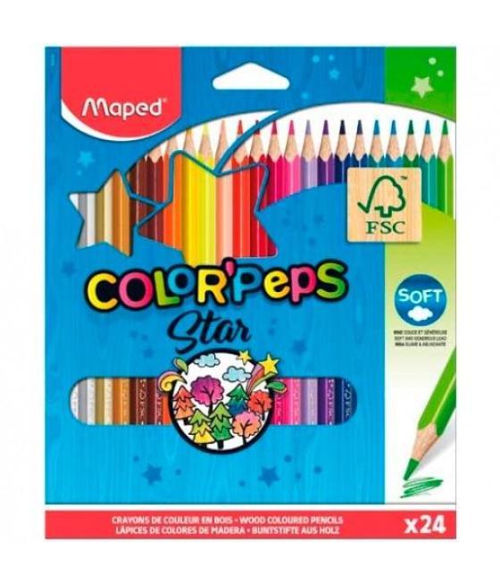 Maped lápices de colores color´peps star c/ certificado fsc surtidos en estuche de 24