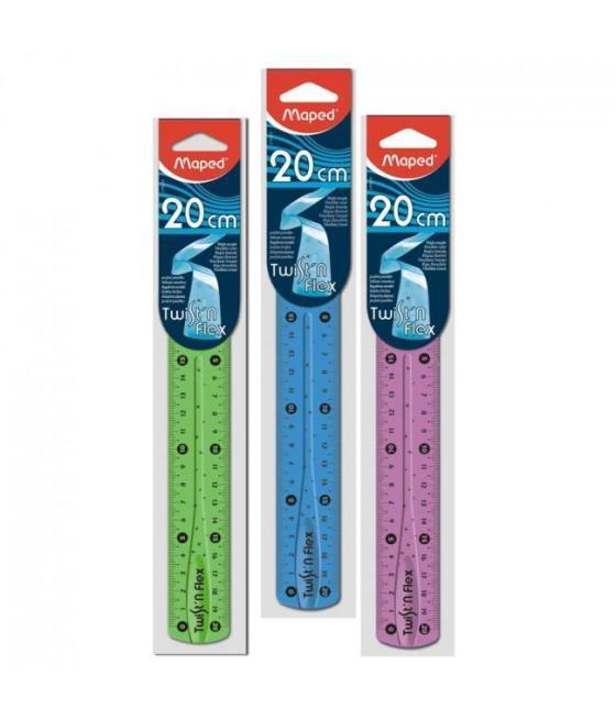 Maped regla twist´n flex decorada doble graduación 20 cm colores surtidos