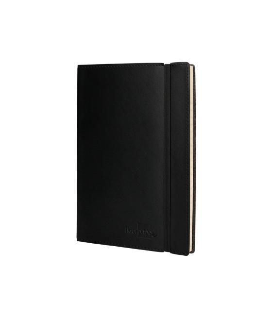 Libreta liderpapel simil piel a5 120 hojas 70g/m2 cuadro 4mm sin margen negro