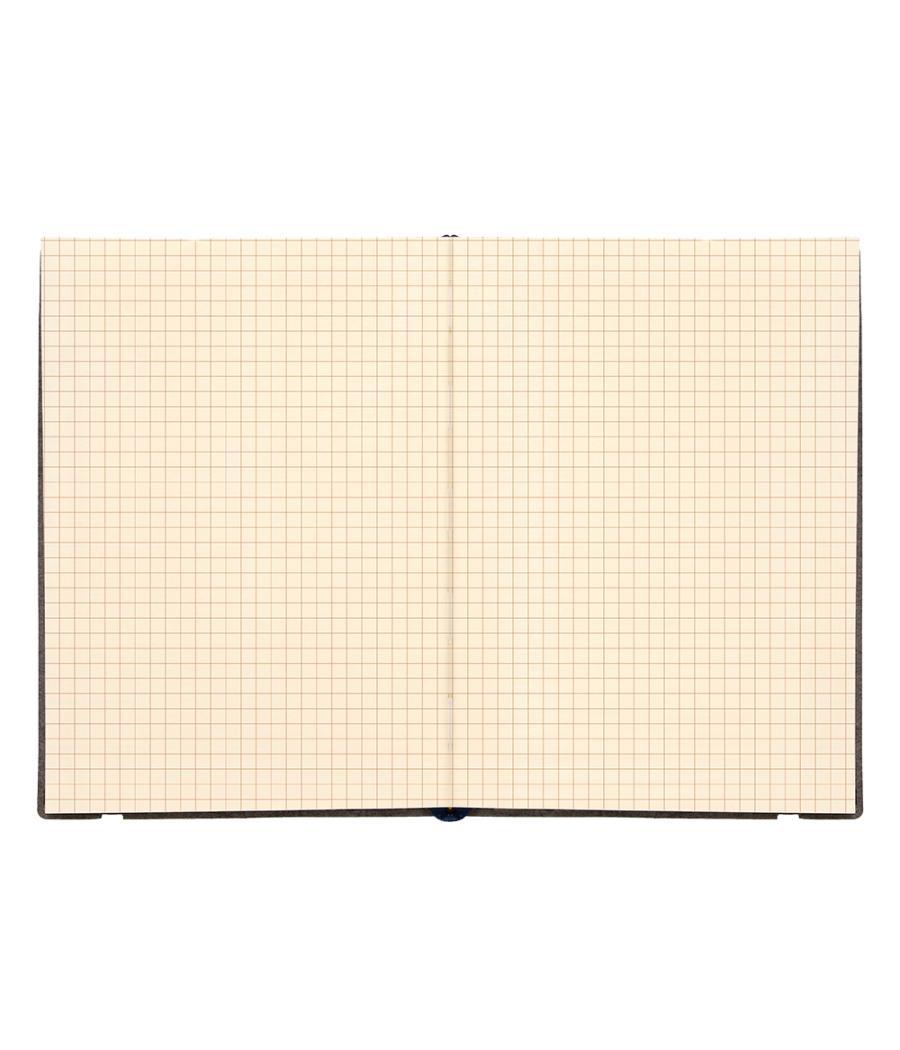 Libreta liderpapel simil piel a5 120 hojas 70g/m2 cuadro 4mm sin margen negro