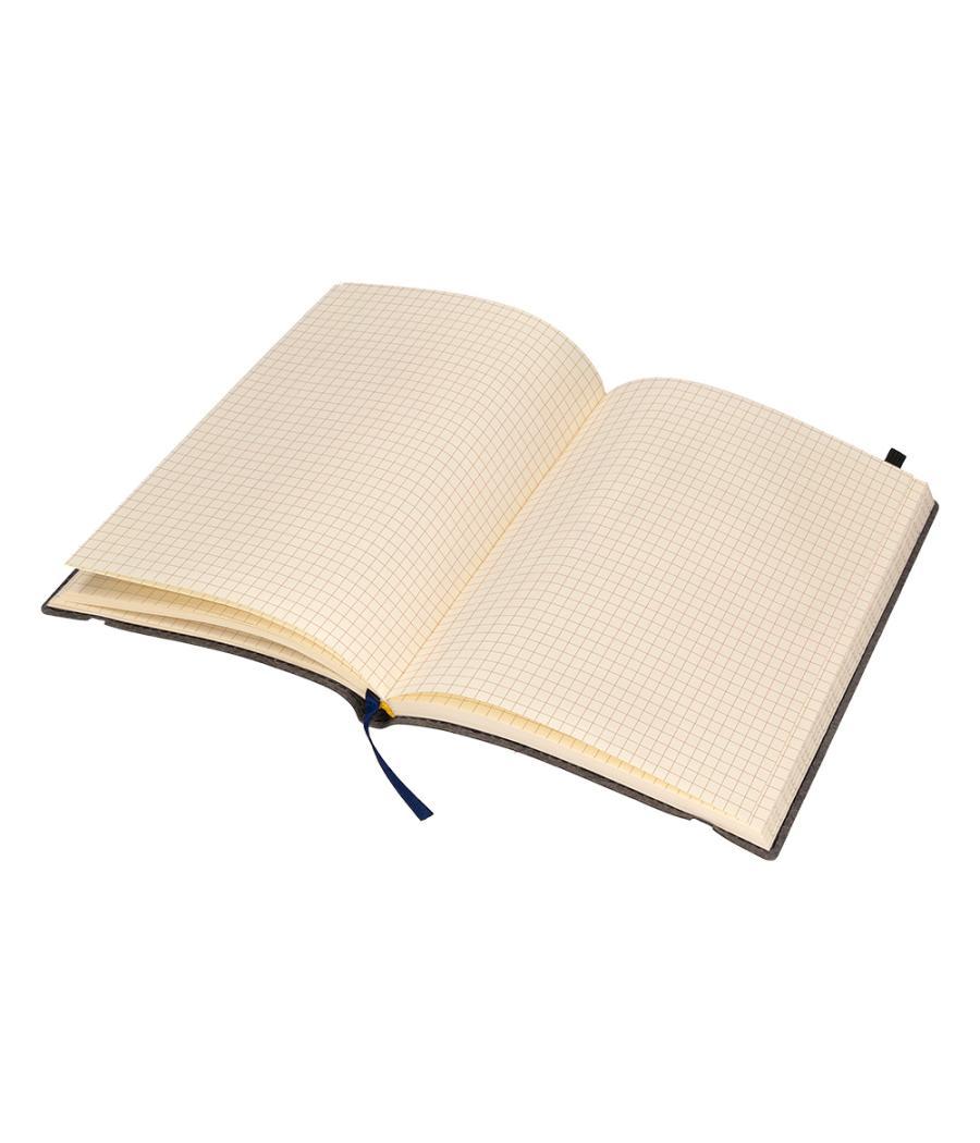 Libreta liderpapel simil piel a5 120 hojas 70g/m2 cuadro 4mm sin margen negro