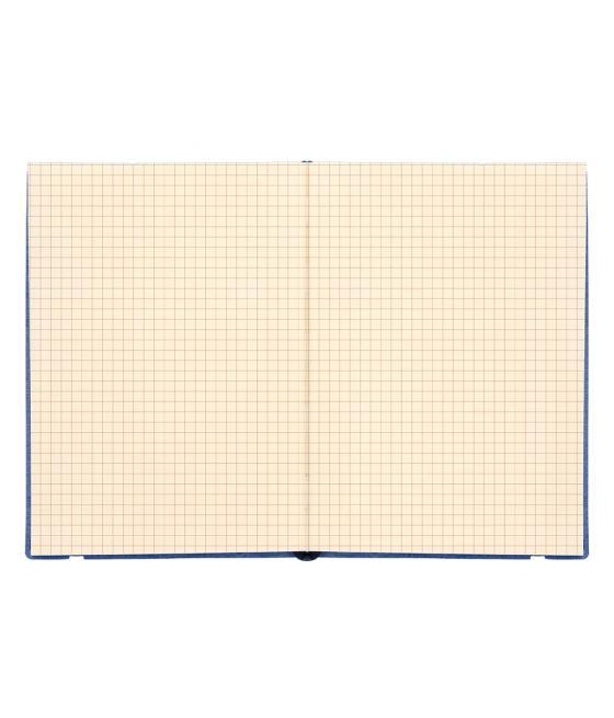 Libreta liderpapel simil piel a5 120 hojas 70g/m2 cuadro 4mm sin margen azul