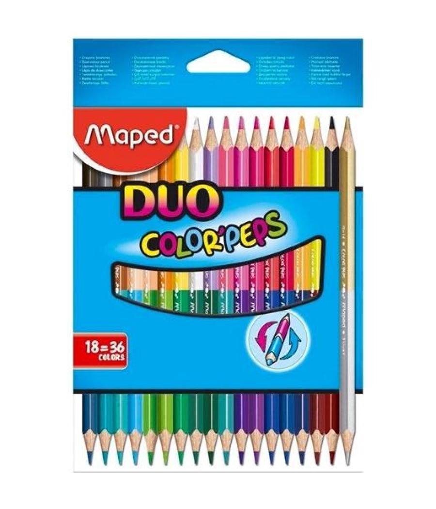 Maped lápices de colores duo color´peps bicolor estuche de 18x2 c/surtidos