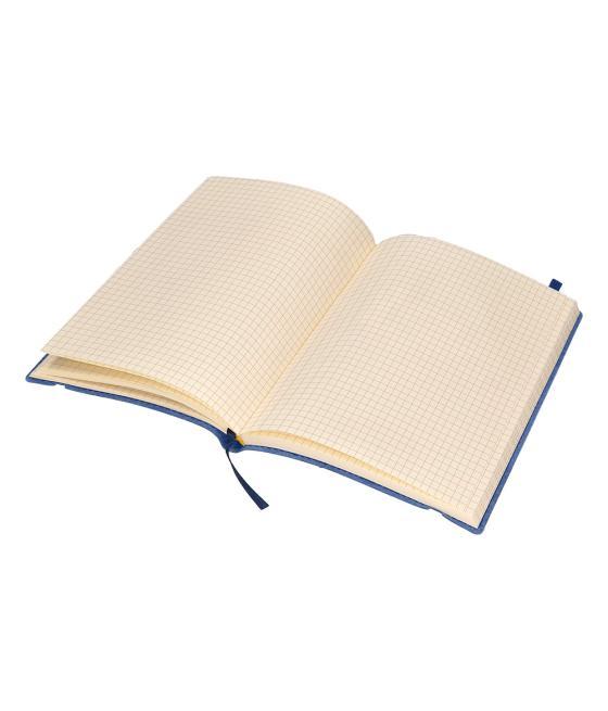 Libreta liderpapel simil piel a5 120 hojas 70g/m2 cuadro 4mm sin margen azul