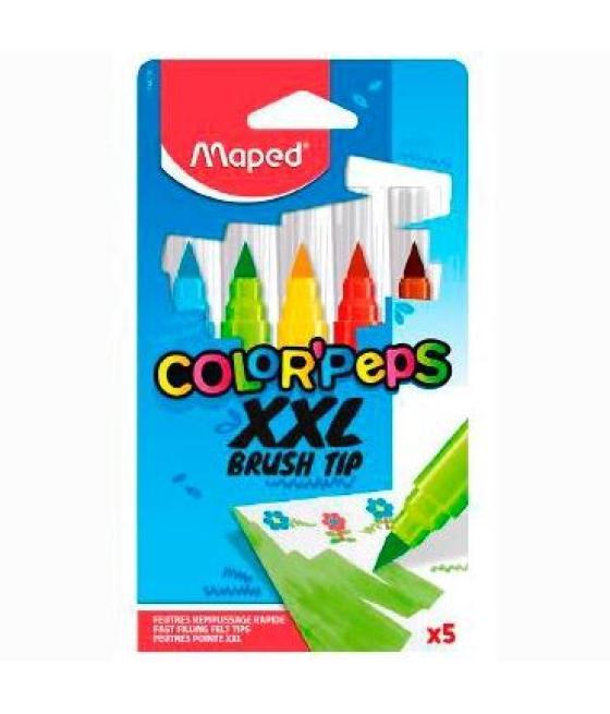 Maped rotuladores color´peps jumbo xxl brush tip punta pincel estuche de 5 c/surtidos