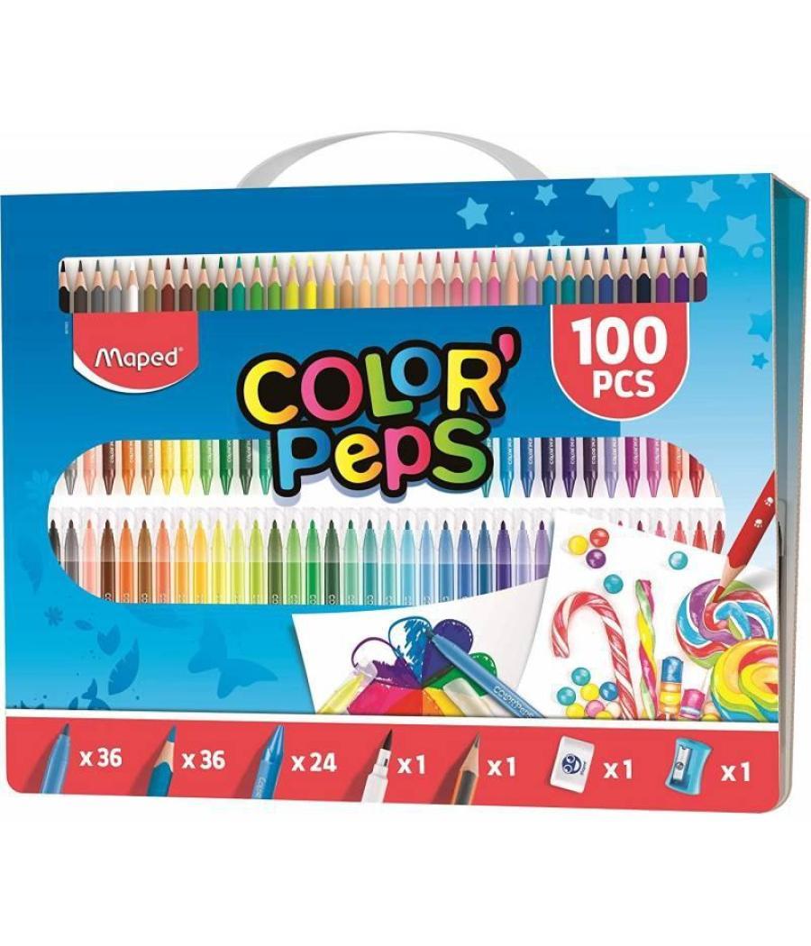 Maped kit color´peps 100 piezas para colorear estuche con asa surtidos