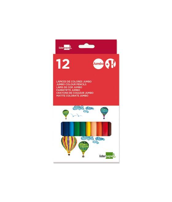 Lápices de colores liderpapel jumbo con sacapuntas caja de 12 unidades colores surtidos