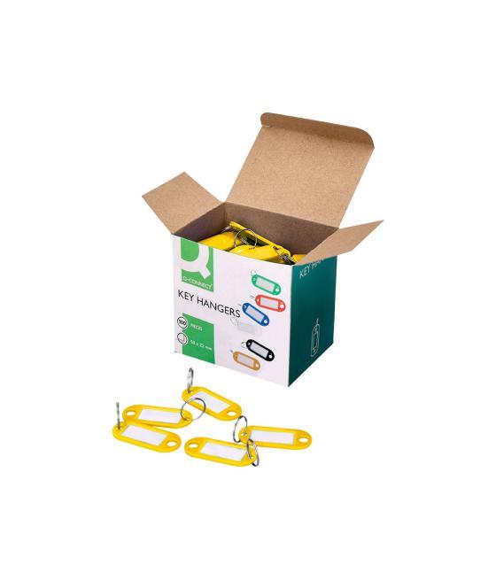 Llavero portaetiquetas q-connect color amarillo expositor de 100 unidades