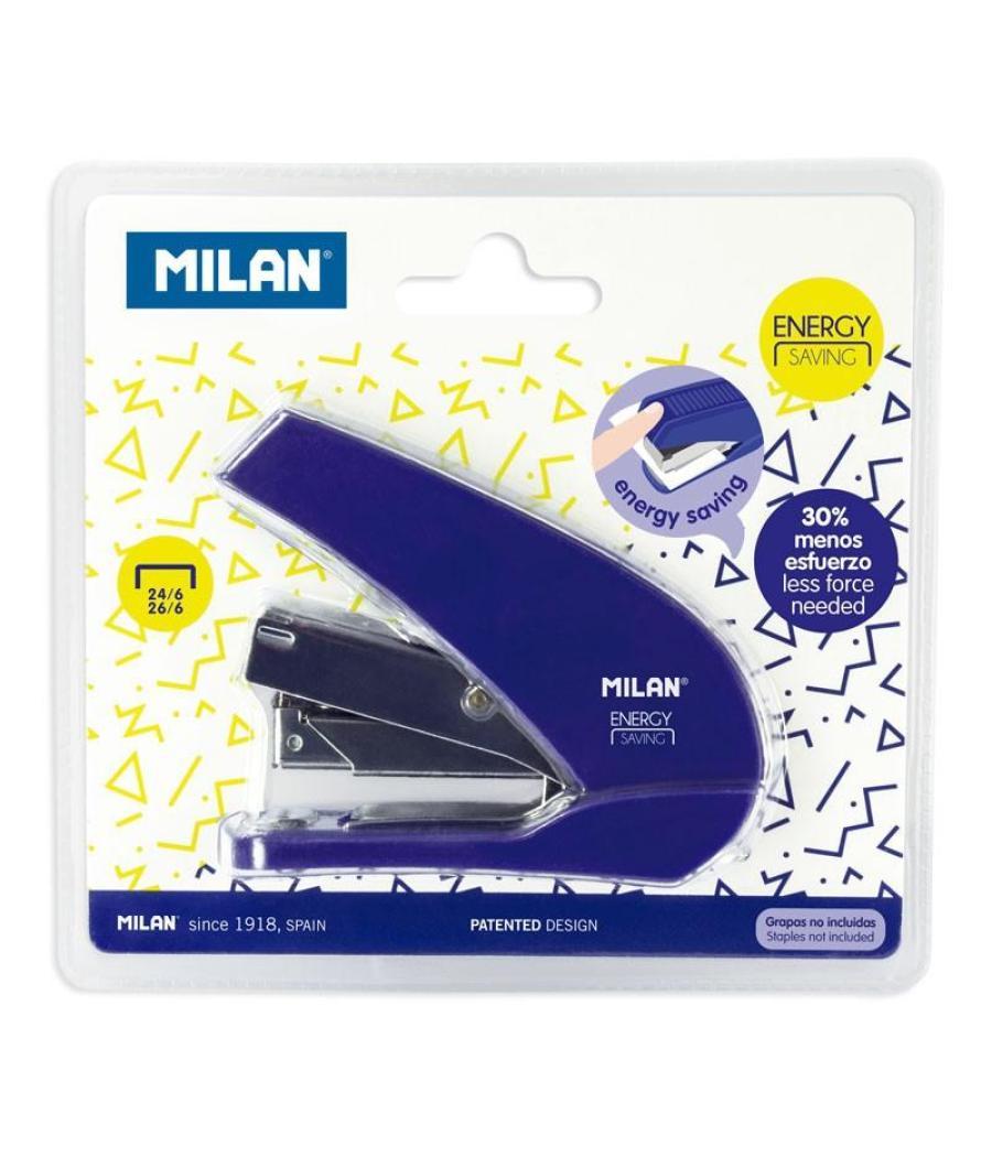 Milan grapadora compacta energy saving blister azul