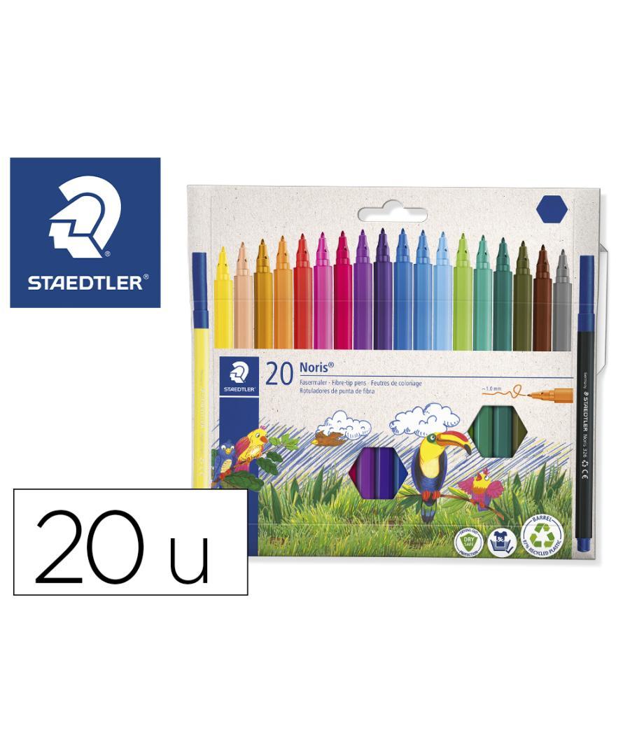 Rotulador staedtler noris 326 slim estuche cartón 80% reciclado de 20 unidades colores surtidos