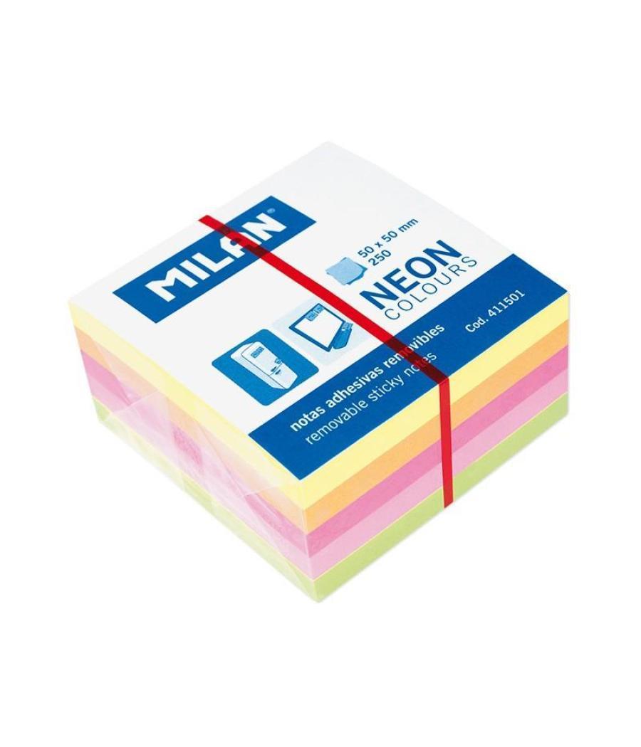 Milan cubo de notas adhesivas 250 hojas 50x50 colores neón