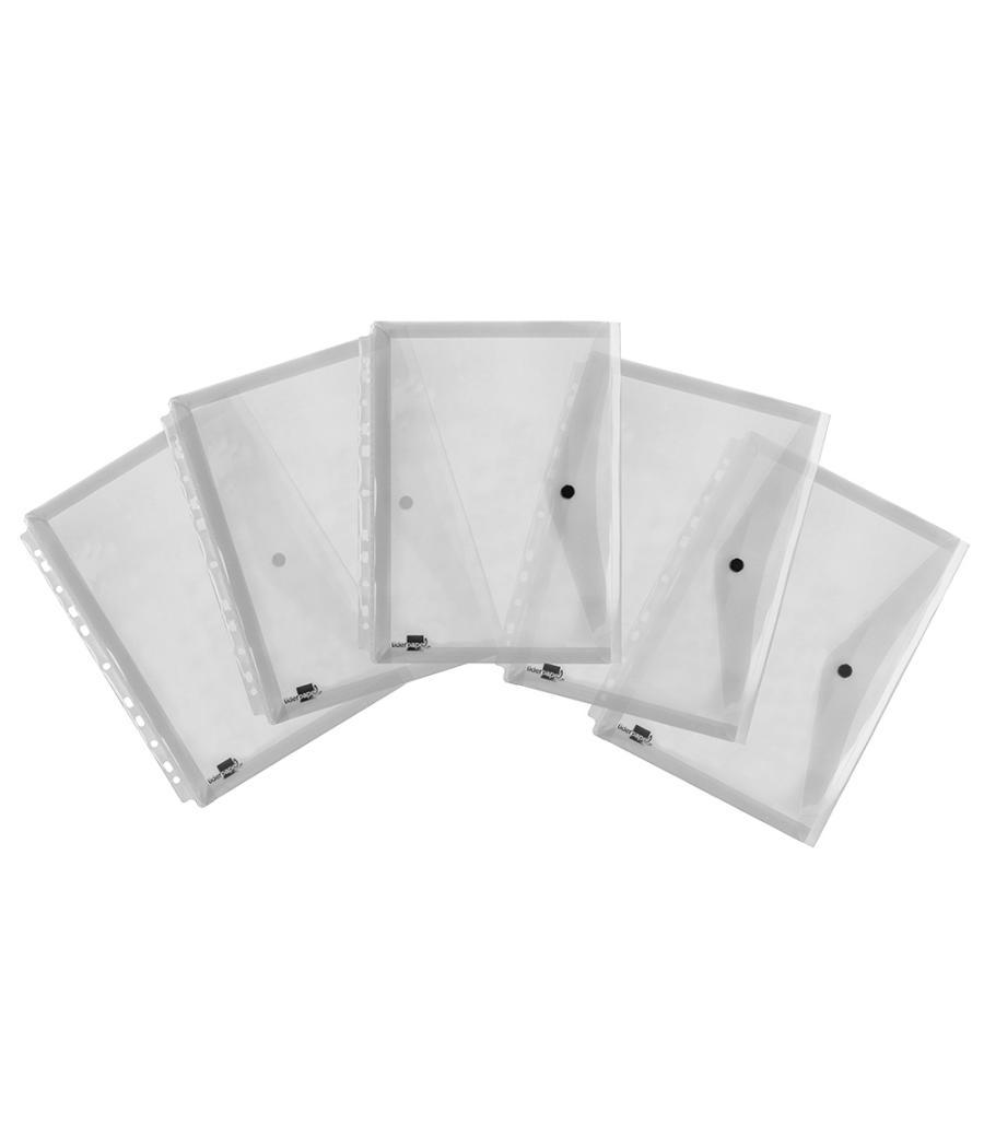 Carpeta liderpapel dossier broche 36664 polipropileno din a4 pack de 5 incolora transparente multitaladro