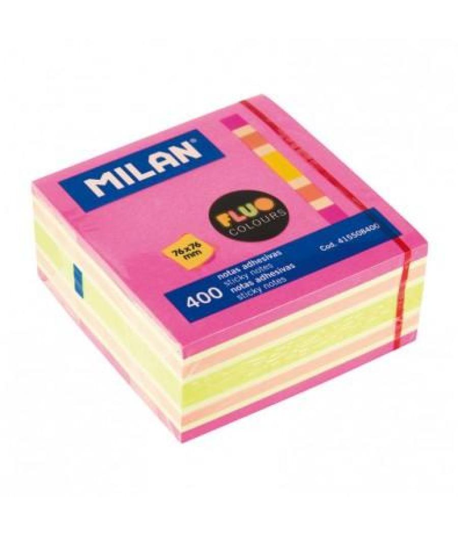 Milan cubo de notas adhesivas 400 hojas 76x76 colores surtidos fluor