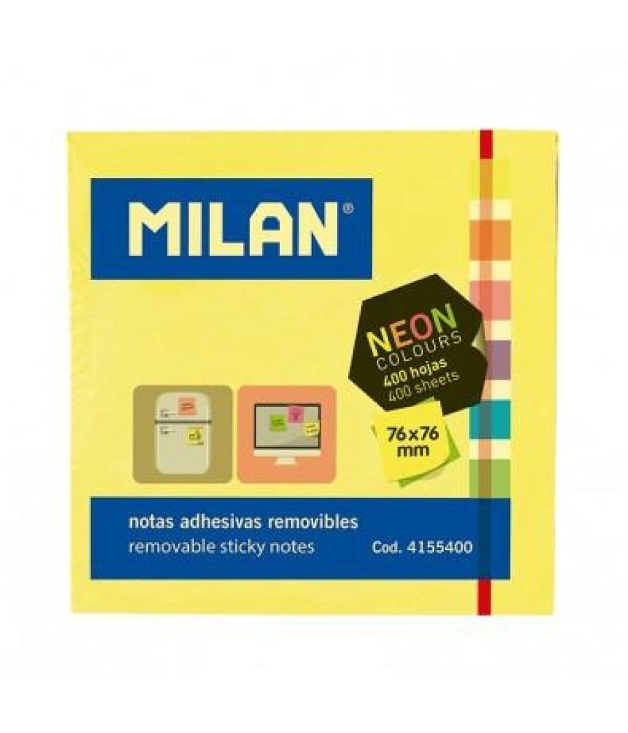 Milan cubo de notas adhesivas 400 notas 76x76 colores surtidos neon