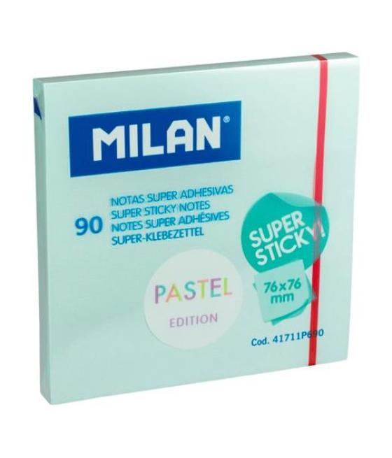 Milan bloc notas super adhesivas 90h 76x76mm edición pastel azul