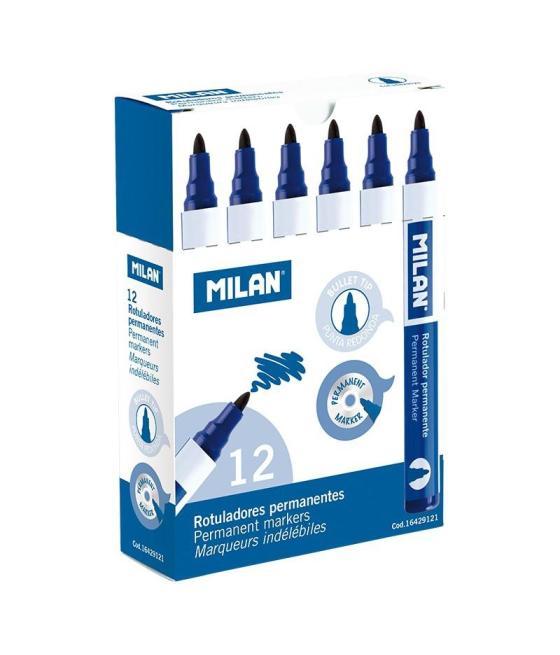 Milan rotulador permanente punta redonda ø4mm azul caja 12 ud
