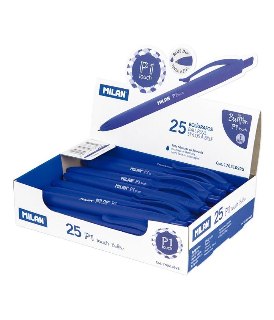 Milan bolígrafo p1 touch azul caja expositora 25u
