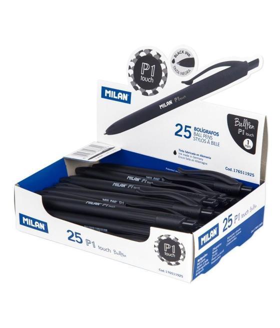 Milan boligrafo p1 touch negro caja expositora 25u
