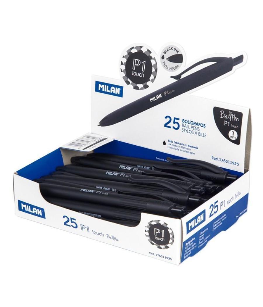 Milan boligrafo p1 touch negro caja expositora 25u