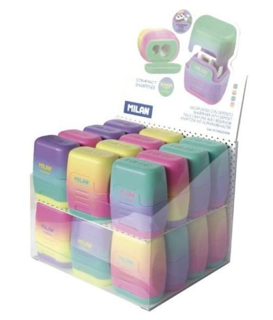 Milan afilalápices compact sunset doble con depósito 4 colores expositor -24u-