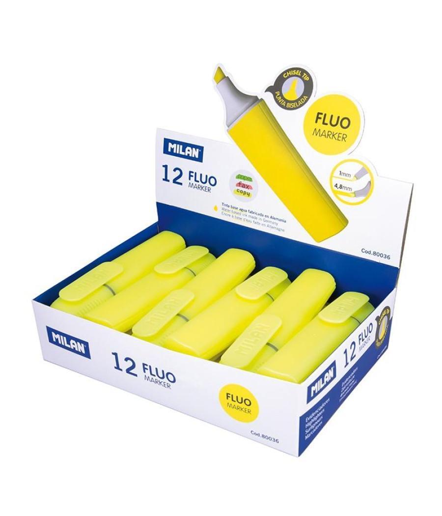 Milan marcador fluorescente punta biselada amarillo caja expositora 12u