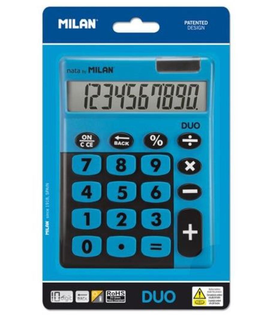 Milan calculadora touch duo 10 digitos dual blister azul